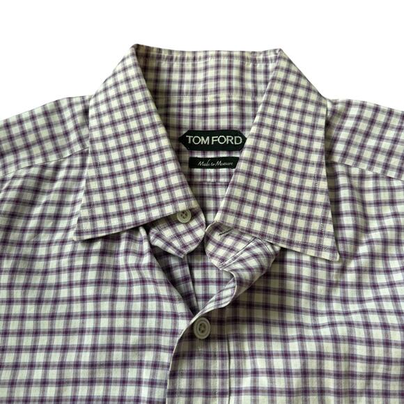 Tom Ford Purple Plaid Button Front Shirt - Picture 3 of 10